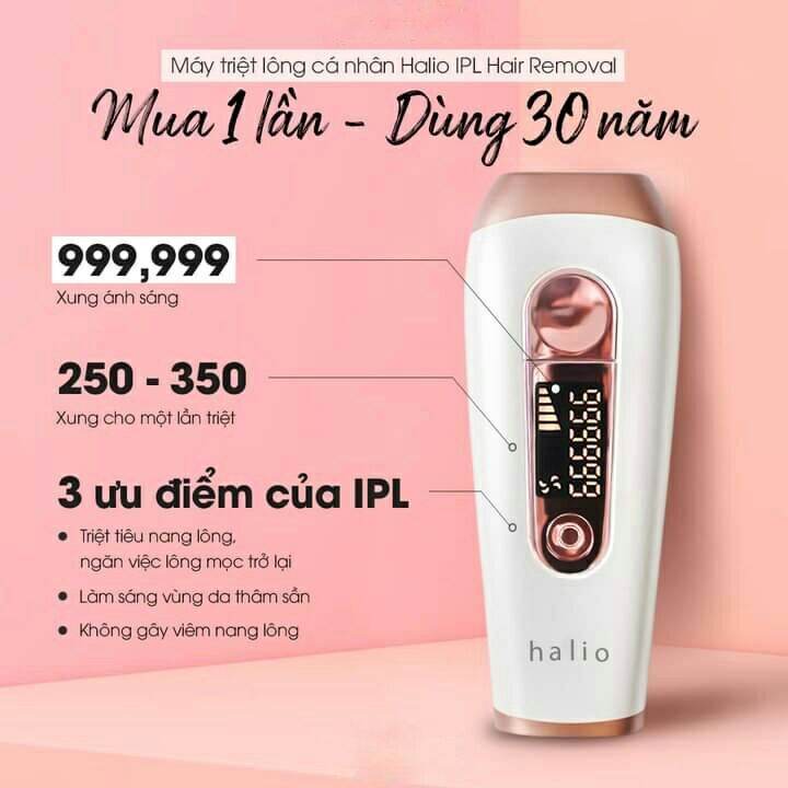 Máy triệt lông Halio Hair Removal 999.999 xung công nghệ IPL. Bảo hành 1 năm