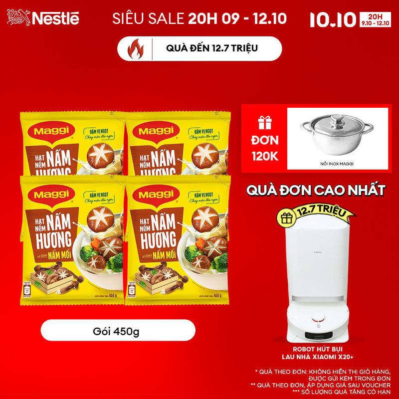 [FREESHIP HCM] Combo 4 bịch Hạt Nêm Nấm Hương MAGGI MỚI 450g - THÊM NẤM MỐI