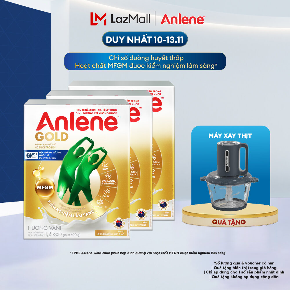 [Voucher giảm đến 16%][FREESHIP 0Đ TOÀN QUỐC] Combo 3 Sữa Bột Anlene Gold Hương Vani 1.2Kg