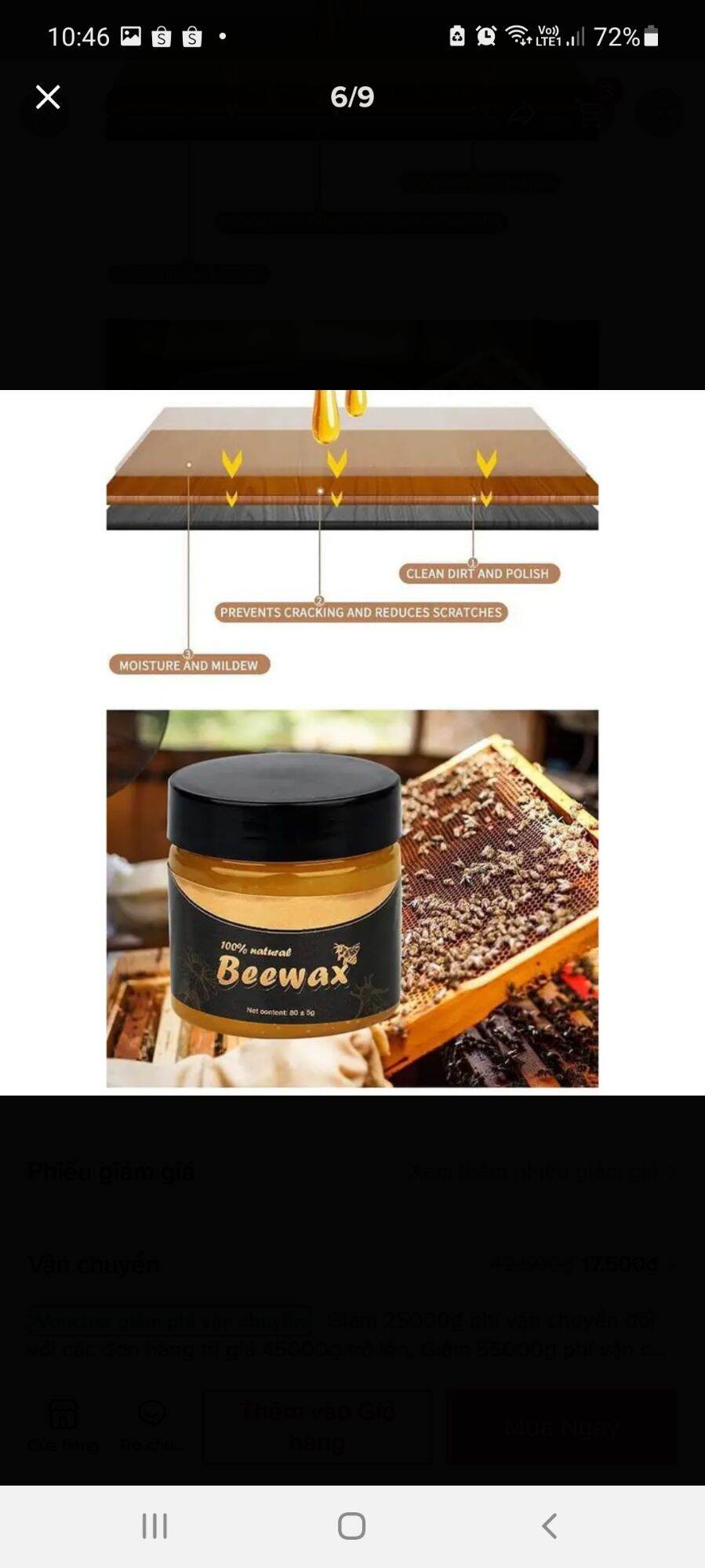 Sáp ong BEEWAX làm sach, làm bóng gỗ ,da, ...