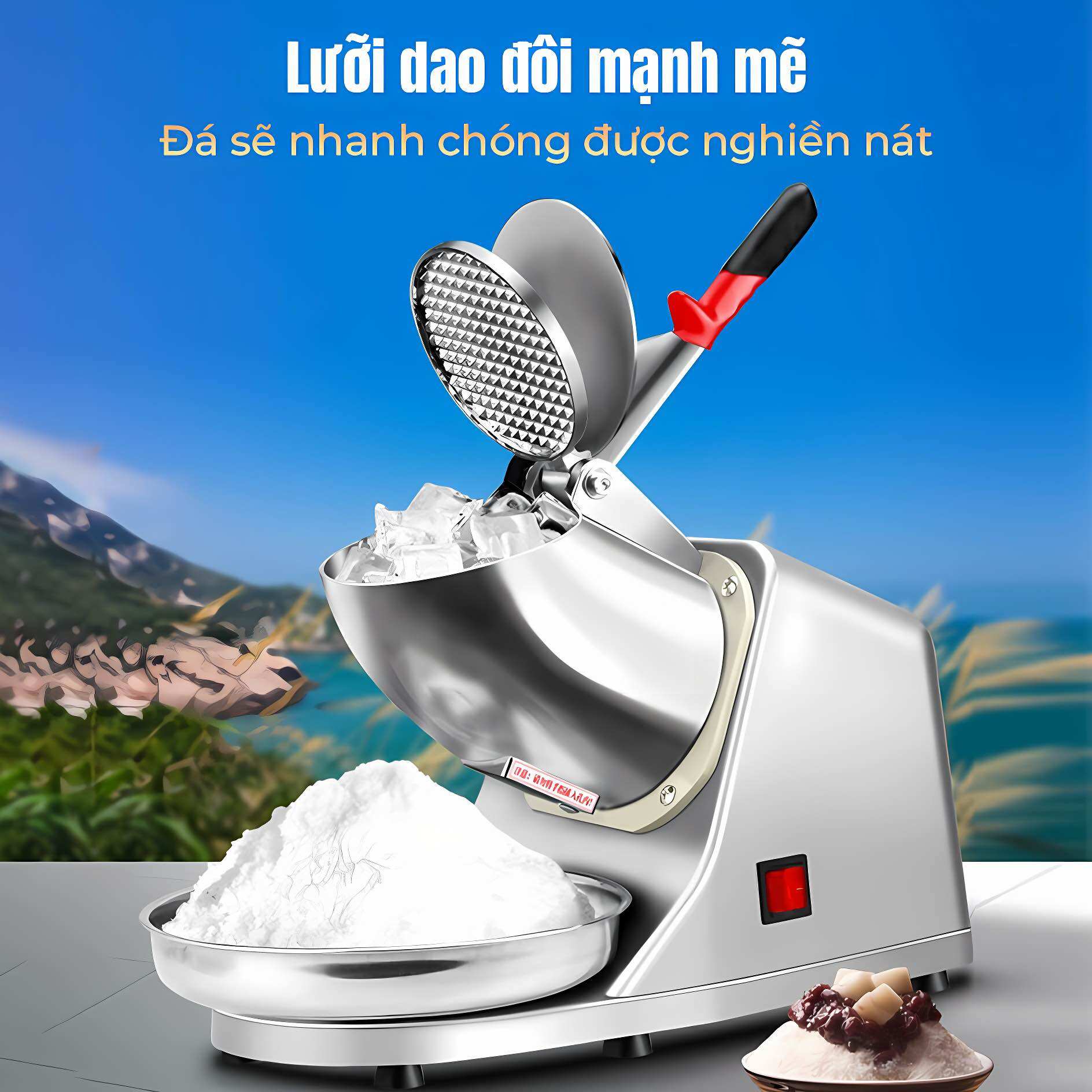 Máy xay đá, bào đá 2 lưỡi dao 2 nắp