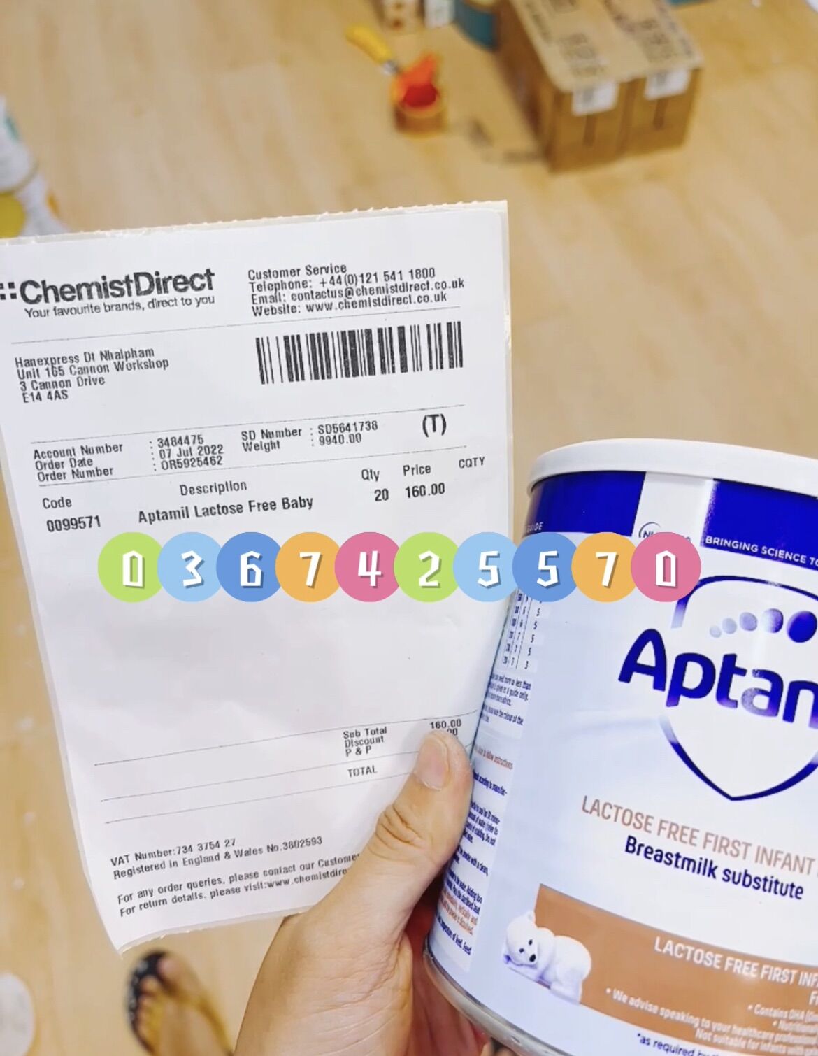 (Air ✈️ bill date 1/2025) Sữa Aptamil Free Lactose lon 400g của Uk