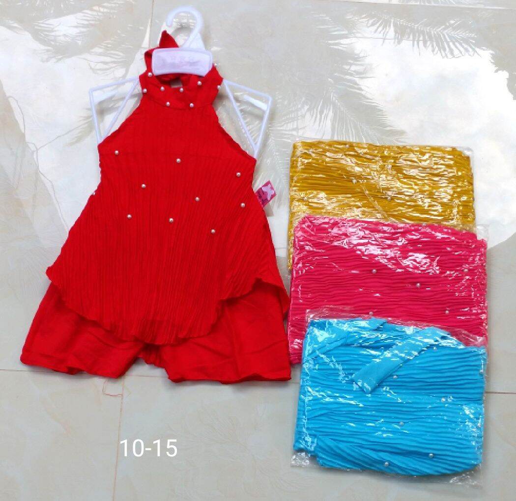 Bộ yếm dập ly cho bé gái có đính hột 10 đến 15 kg