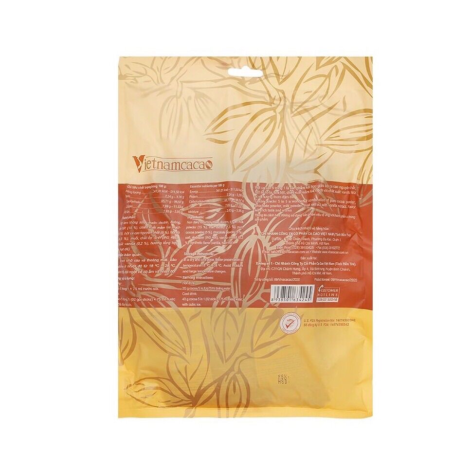 Bột Ca Cao 5in1 Vietnamcacao Túi 320G (16 gói)