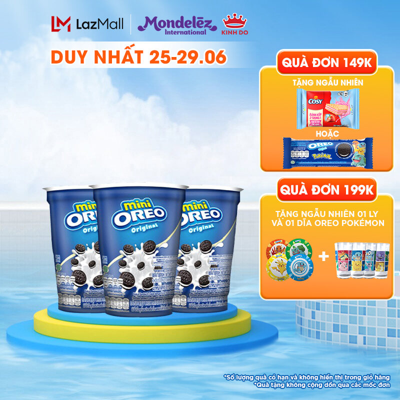 Bánh quy OREO mini vị vani, combo 3 ly x 61.3g