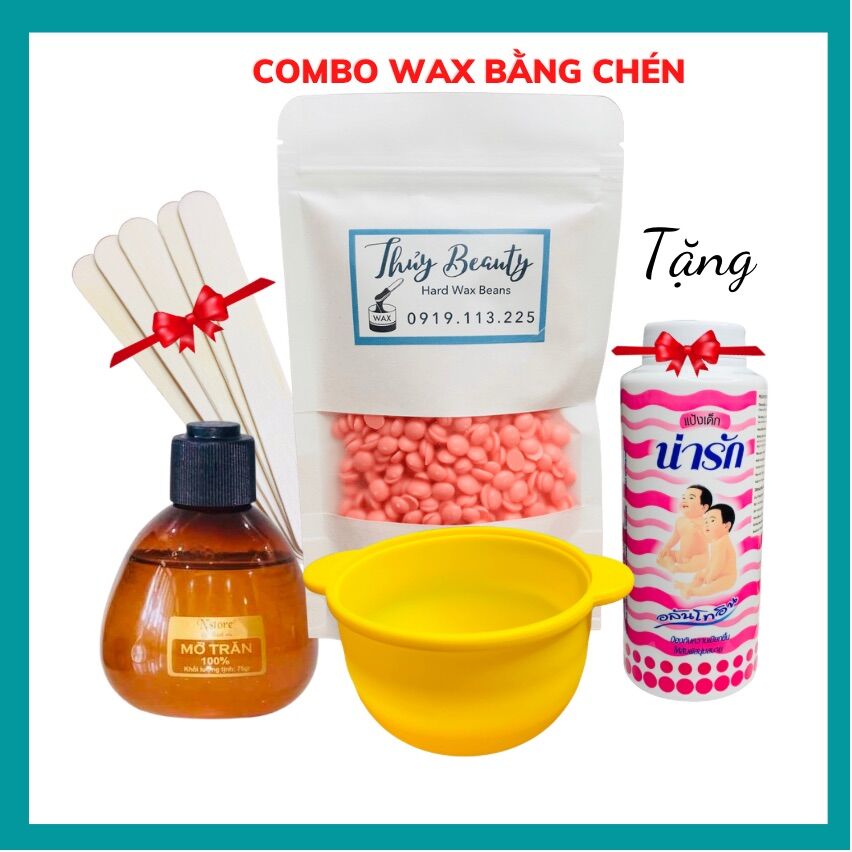 Combo Waxing bằng chén ⚡FREESHIP + 🎁 + QUE⚡ triệt lông body an toàn, siêu bám lông, không đau, dễ thực hiện tại nhà