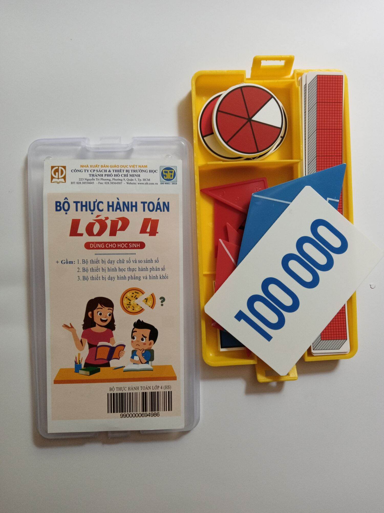 Bộ Dụng cụ Thực Hành Toán Học Lớp 4 - Hình học, số đếm, hình tròn, hình tam giác, thẻ số 100000