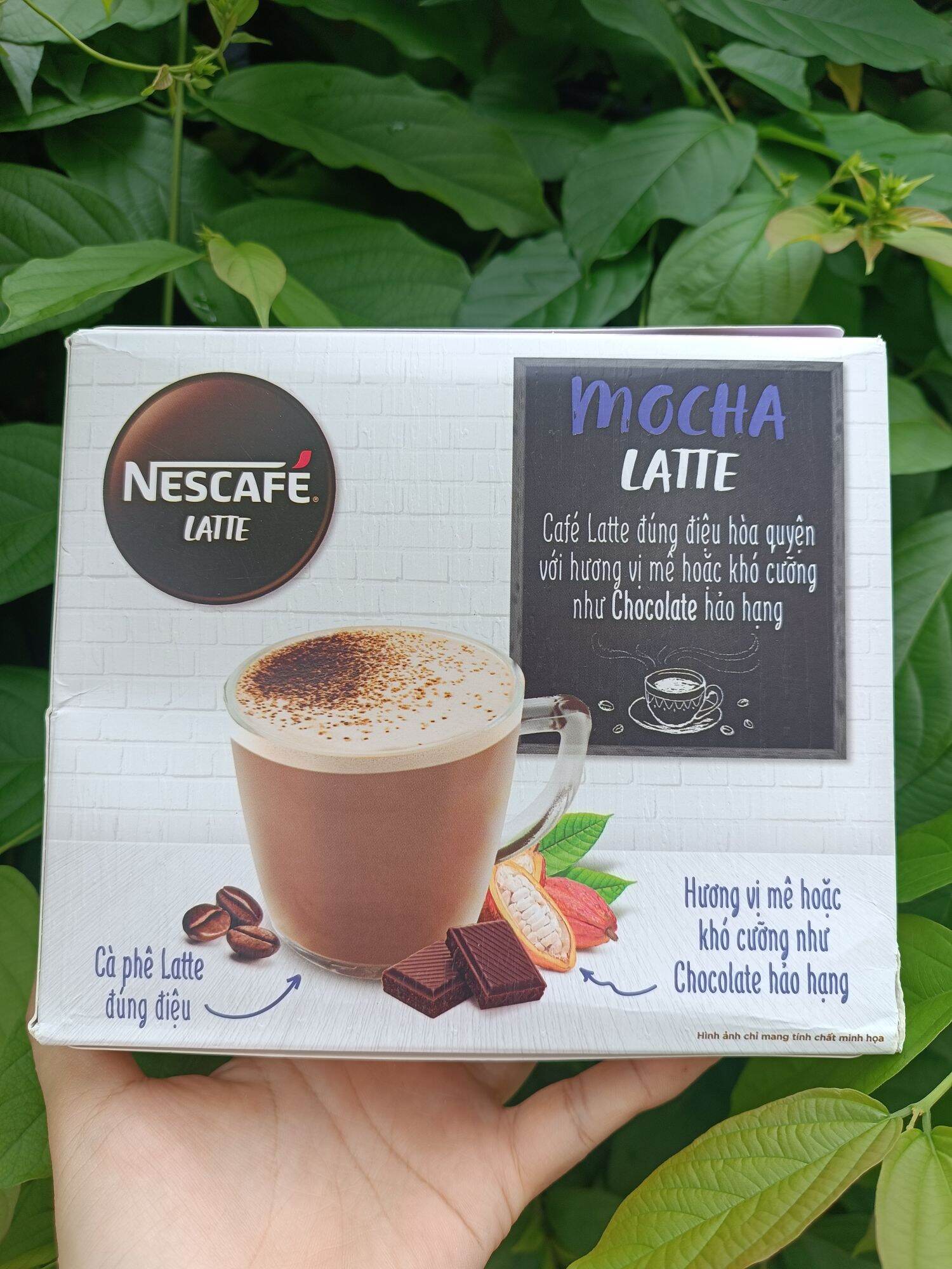 Cà phê hòa tan Nescafé Latte sữa hạt vị sôcôla _vị hạnh nhân_ hạt phỉ (Hộp 10 gói x 24g) date mới