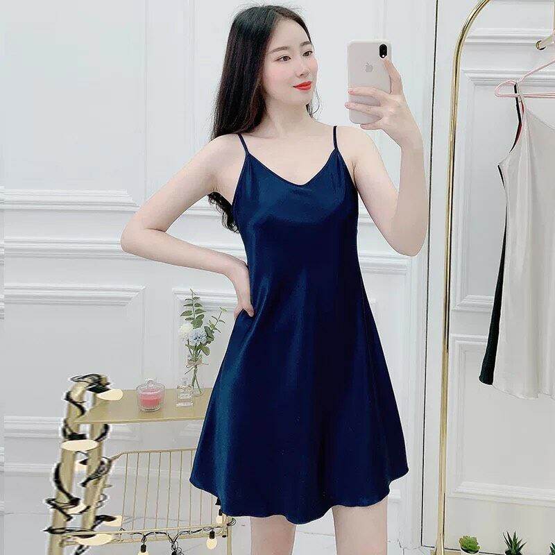 váy lụa trơn hai dây đẹp cao cấp, đầm ngủ