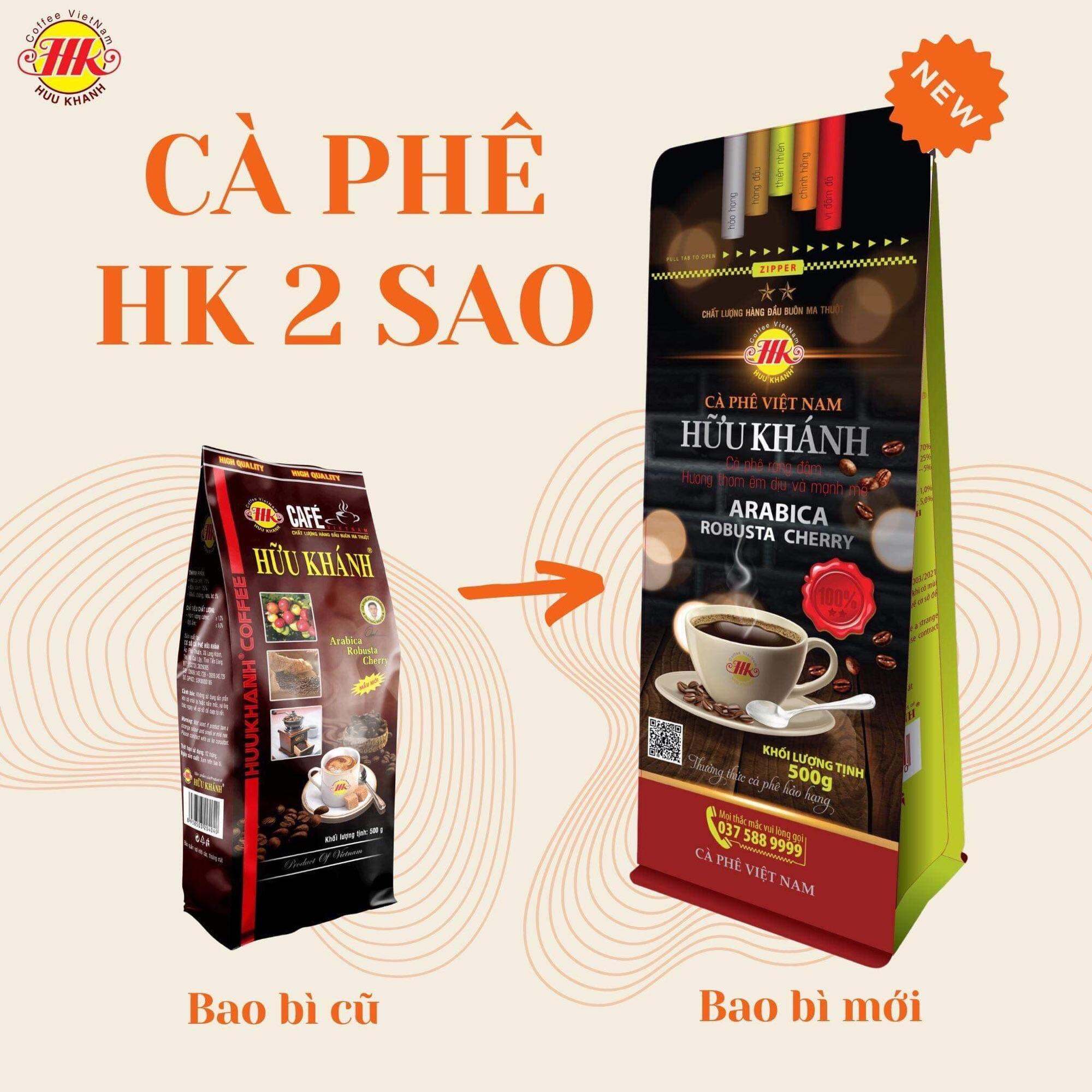 Cà phê Hữu Khánh béo thơm ngon 500g mẫu mới
