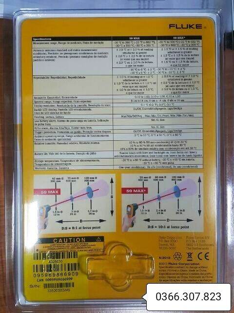 [HCM]Máy đo nhiệt độ bằng hồng ngoại Fluke 59MAX+ (-30 °C đến 500 °C )