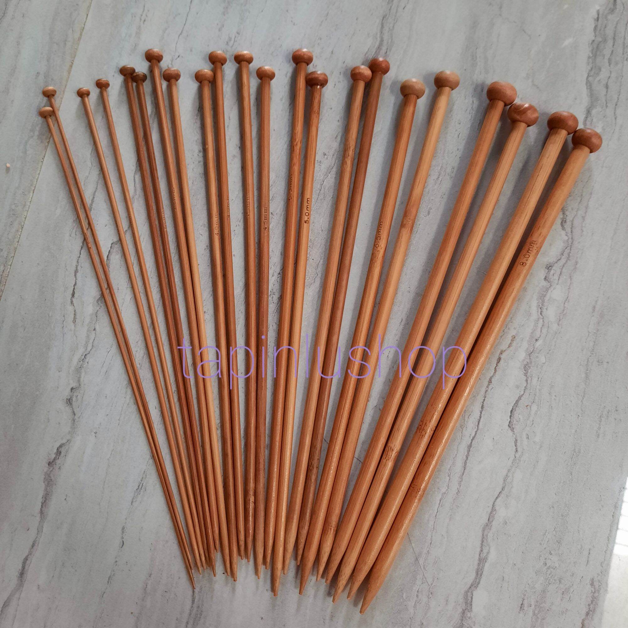 Cặp kim đan len bằng gỗ chiều dài 25cm, 36cm