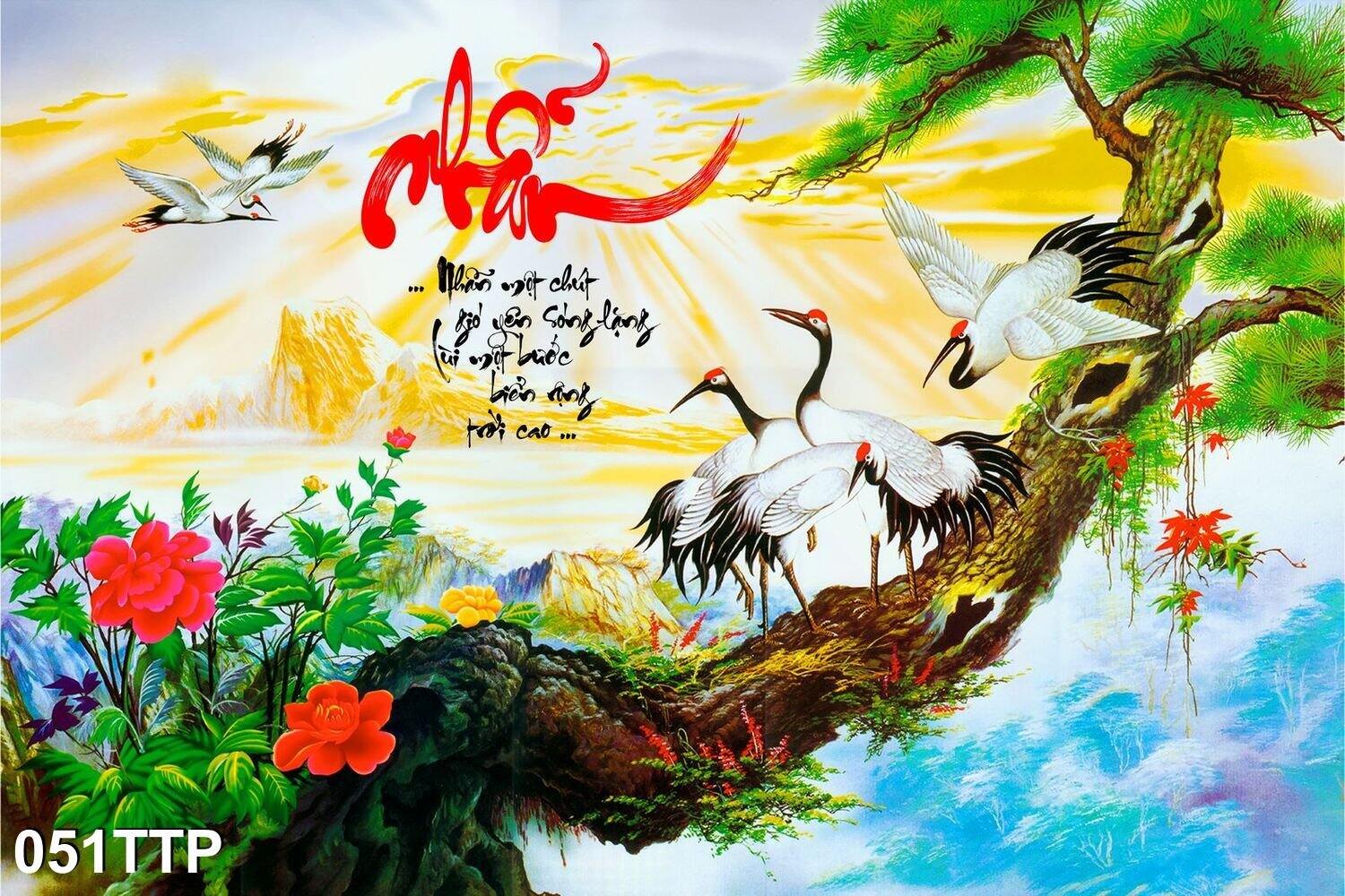 Tranh dán tường thư pháp chữ nhẫn