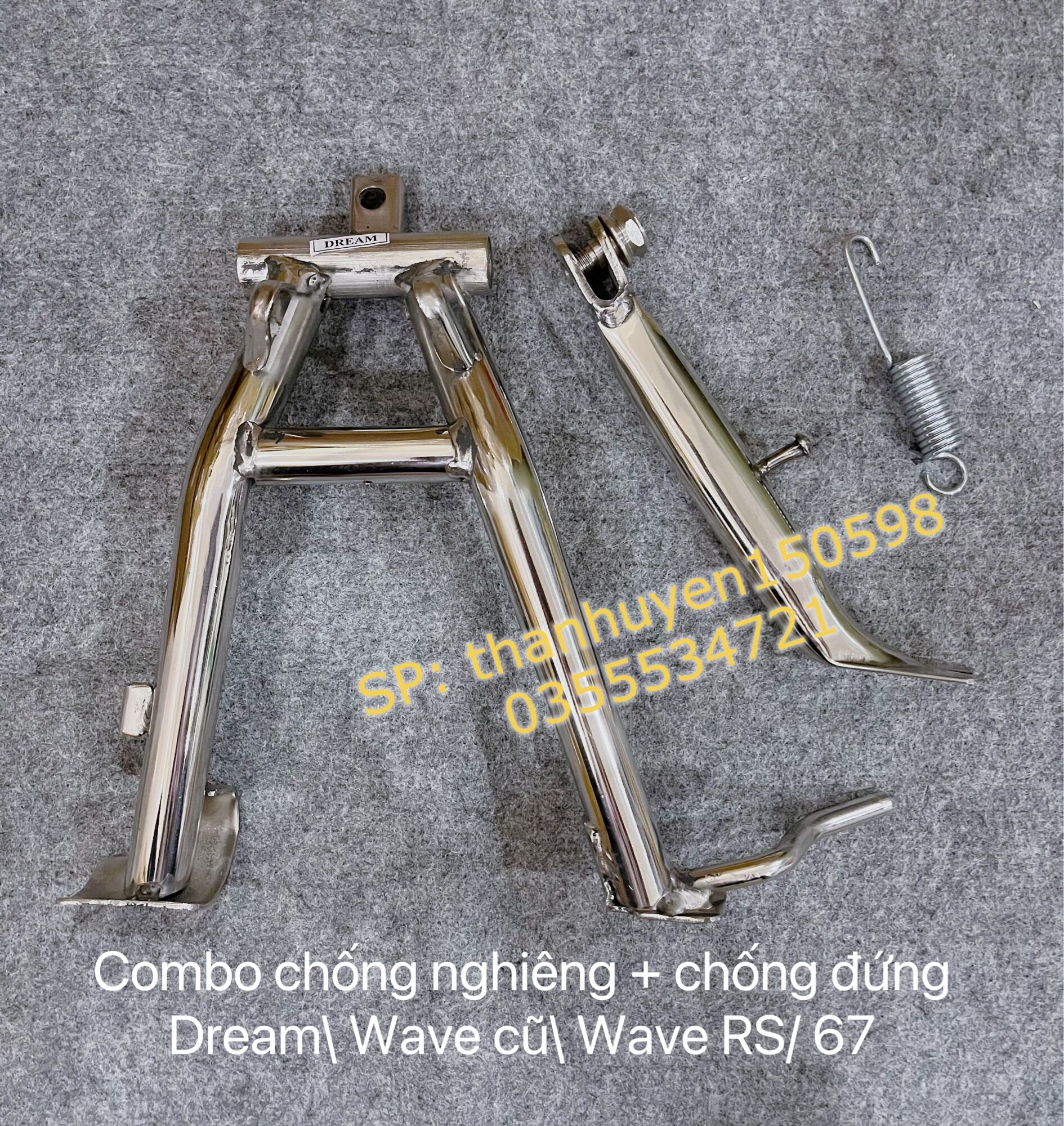 Combo chống đứng,chống nghiêng inox dành cho xe wave cũ/dream/rs/sirius