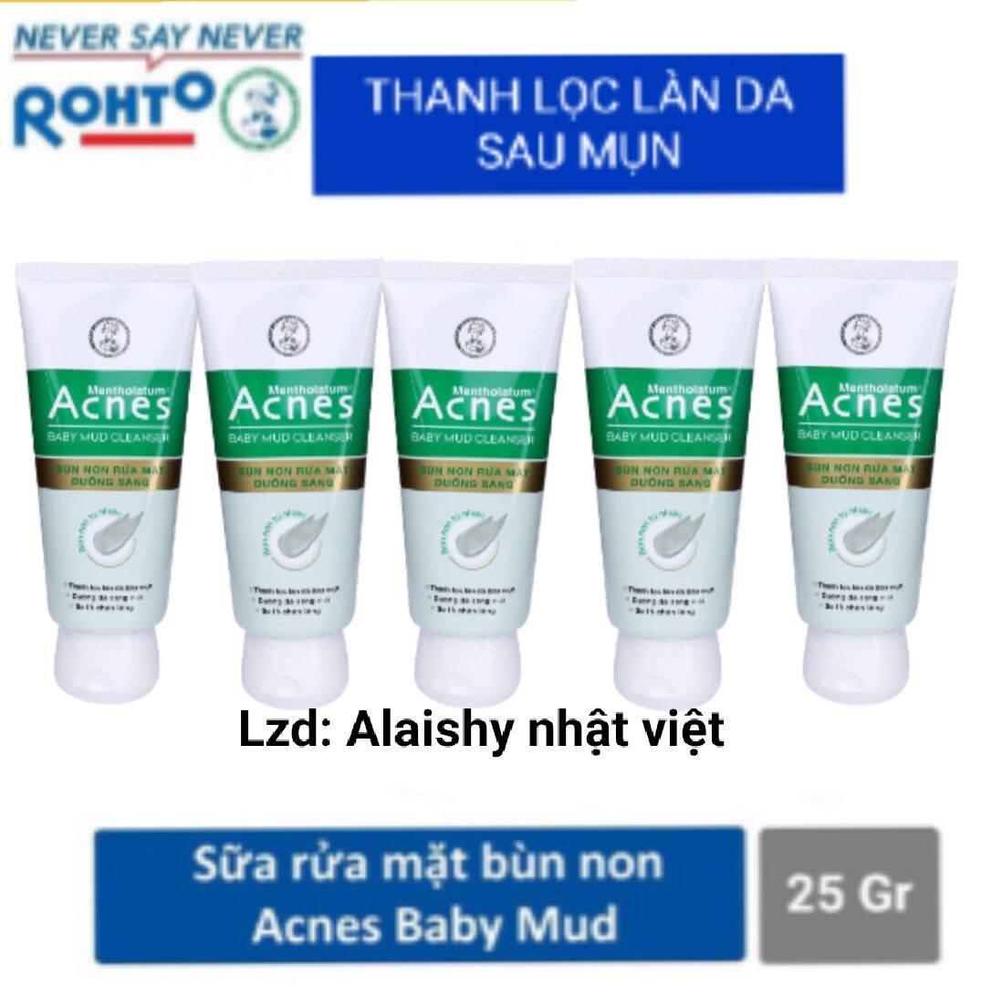 COMBO 5 - Sữa rửa mặt Acnes Bùn Non Baby Mud 25 gam dưỡng sáng da