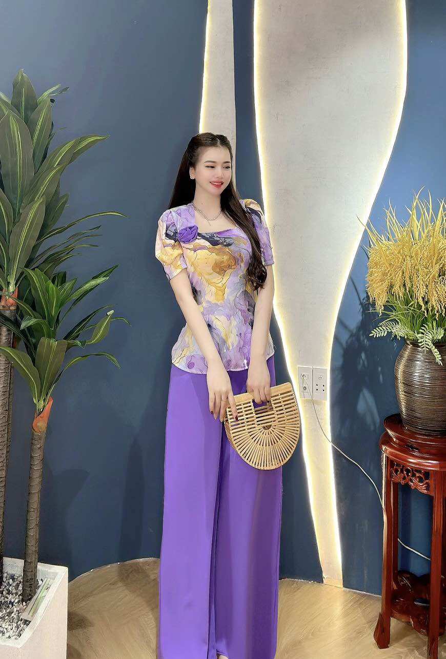 Bộ bà ba đi chùa lụa sang trọng thanh lịch