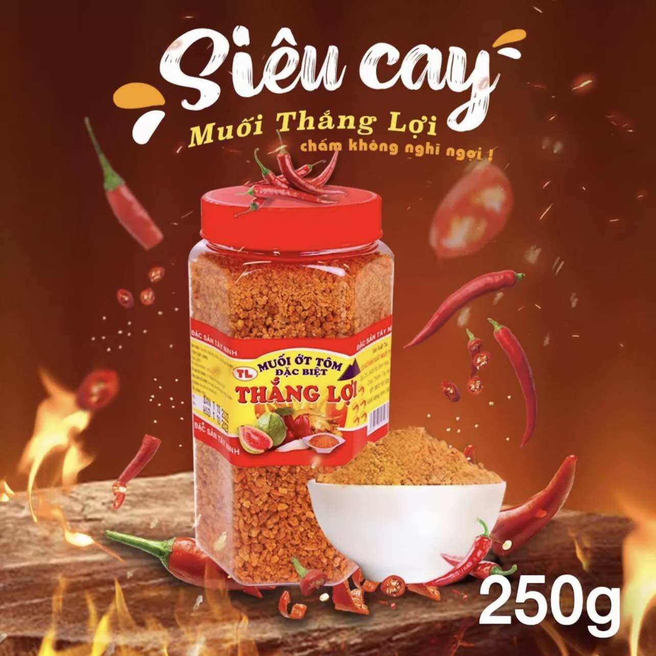 Muối tôm Tây Ninh Thắng Lợi 250g hạt sàn siêu cay đậm vị quê ngon vị phố
