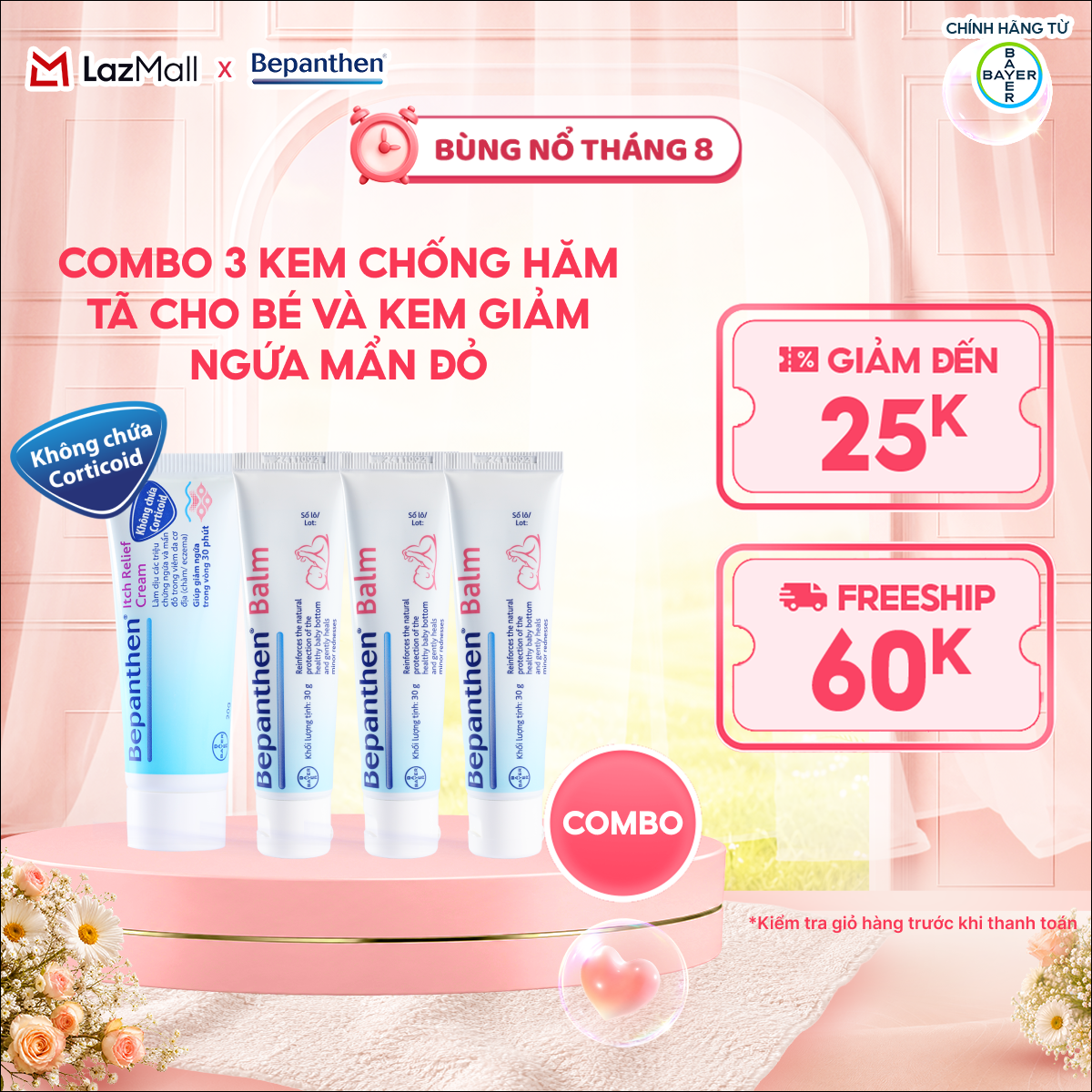 Combo 3 Kem Chống Hăm BEPANTHEN Balm Dạng Kem Mỡ Tuýp 30G x3 và Kem Giảm Ngứa BEPANTHEN Itch Relief Cream 20G Giảm Ngứa Nhanh Trong 30 Phút