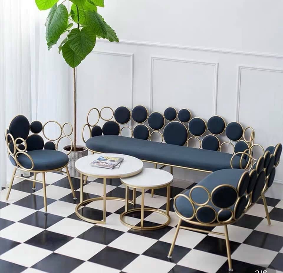 Bàn trà đôi tròn mặt đá / bàn sofa cặp