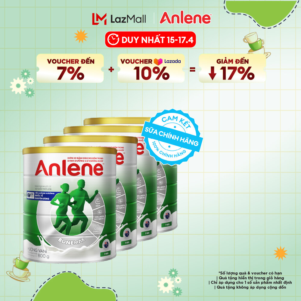 [Voucher giảm đến 26%]Combo 4 Sữa Bột Anlene Hương Vani 800G