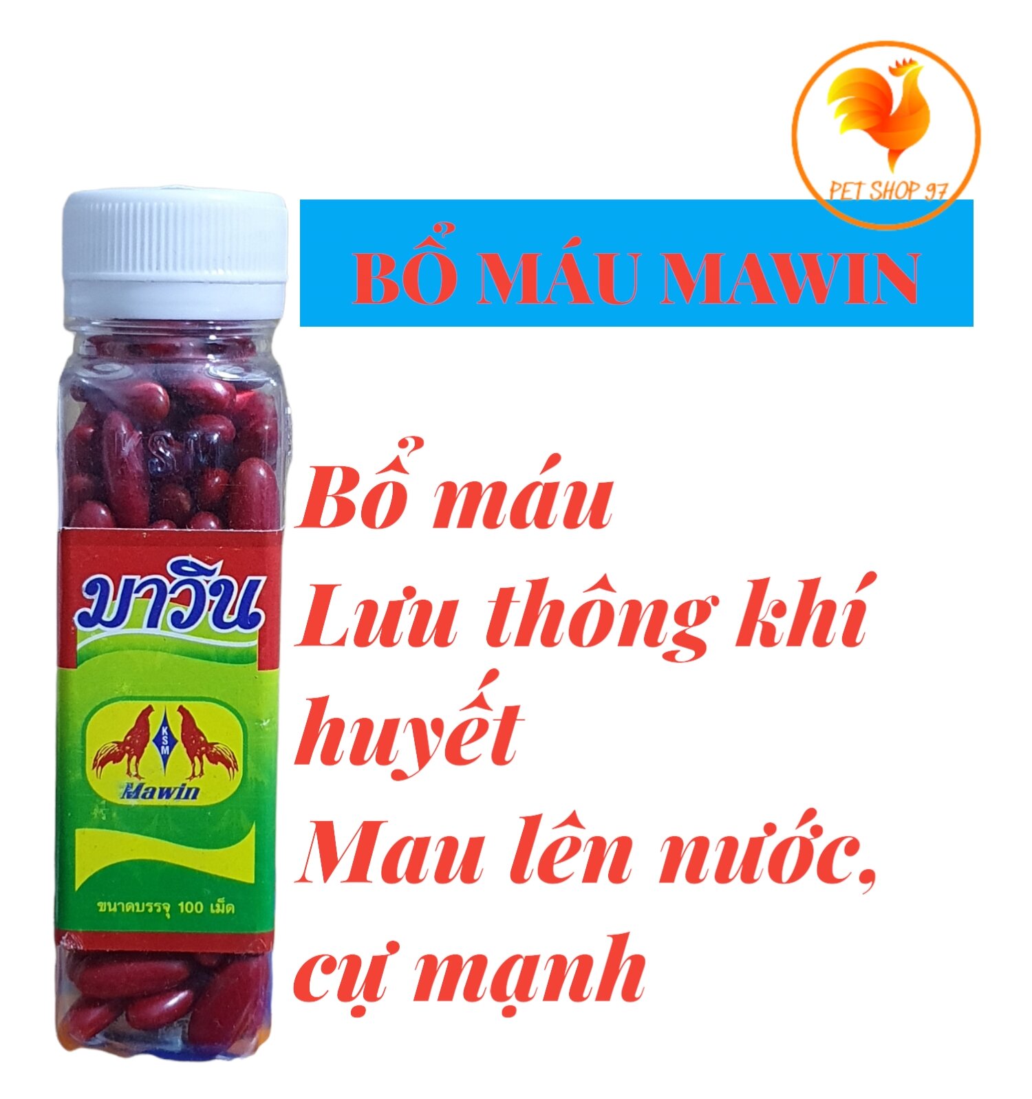 Bổ máu gà đá mawin hủ 100 viên gà mau cự, lên nước máu hồng hào