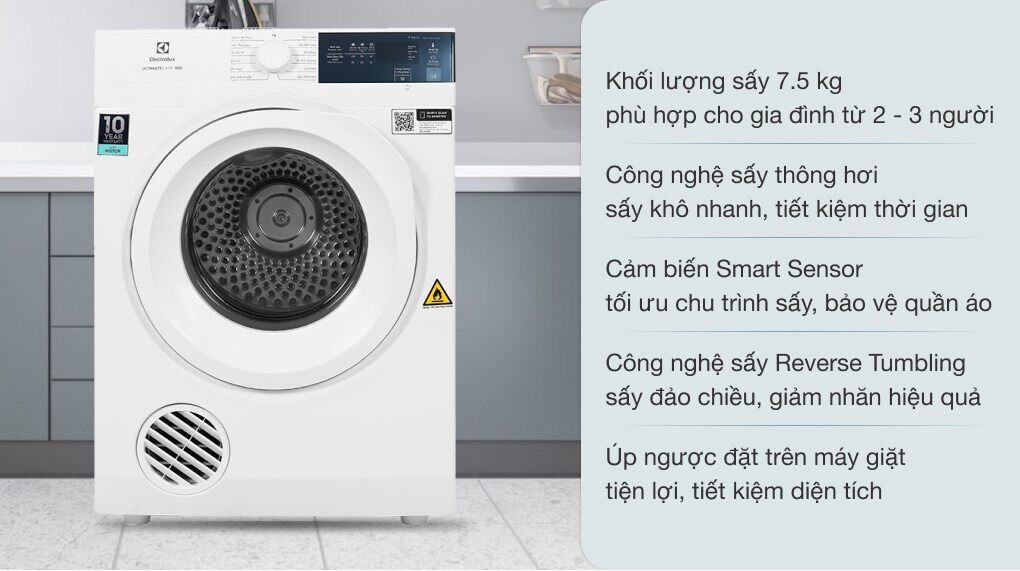 Máy sấy 7,5 kg Electrolux EDV754H3WB (HN)