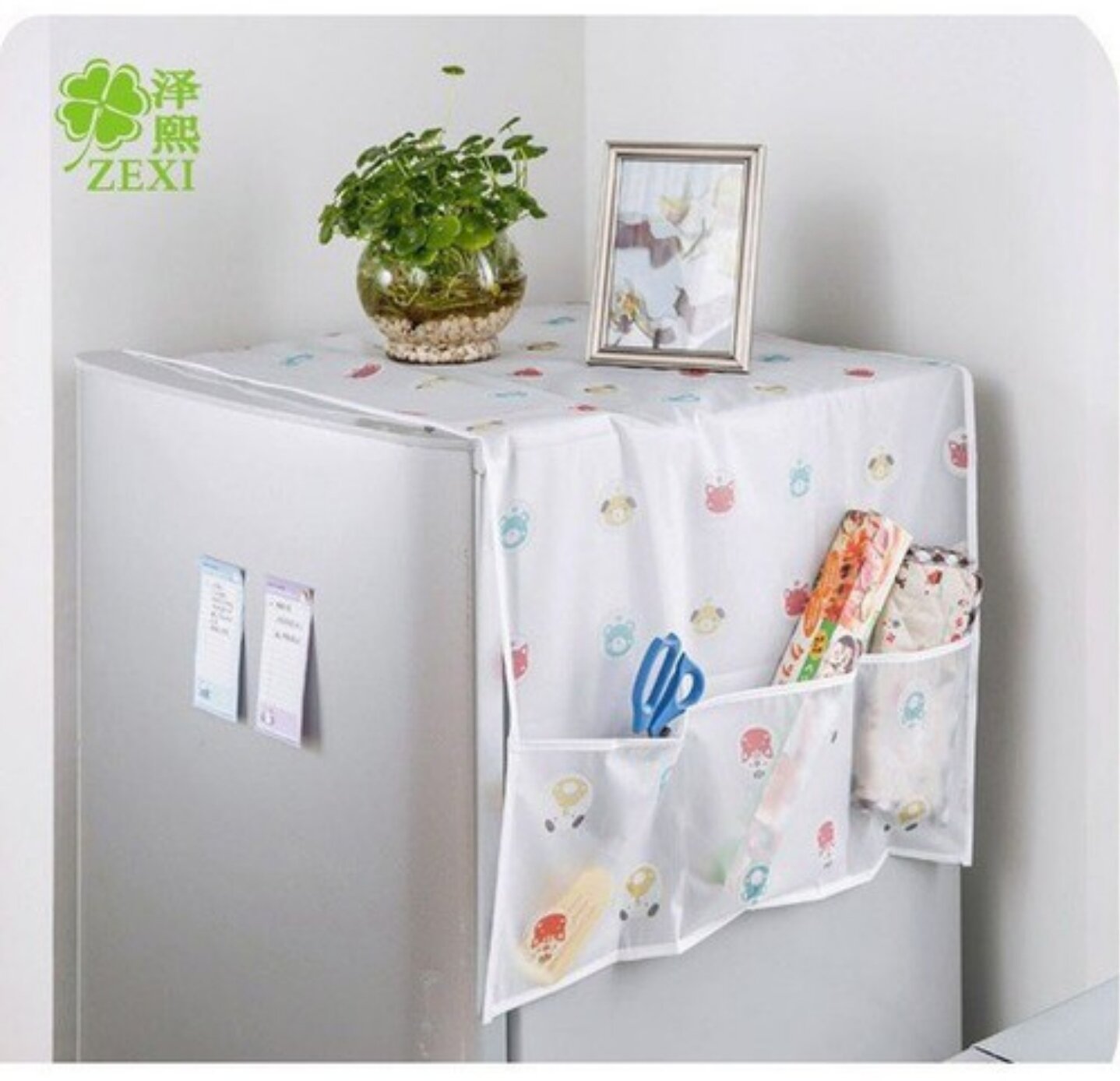 TẤM PHỦ TỦ LẠNH CÓ Ô ĐỂ ĐỒ