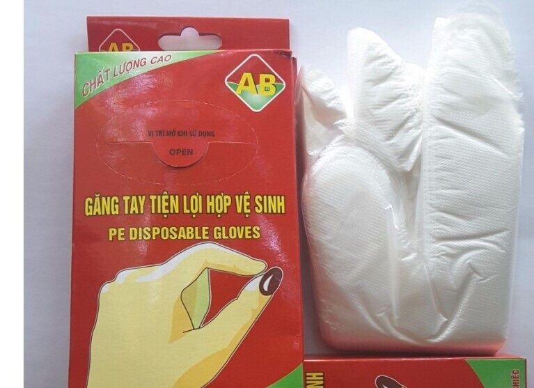 Hộp 100c găng tay nilon hàng chuẩn