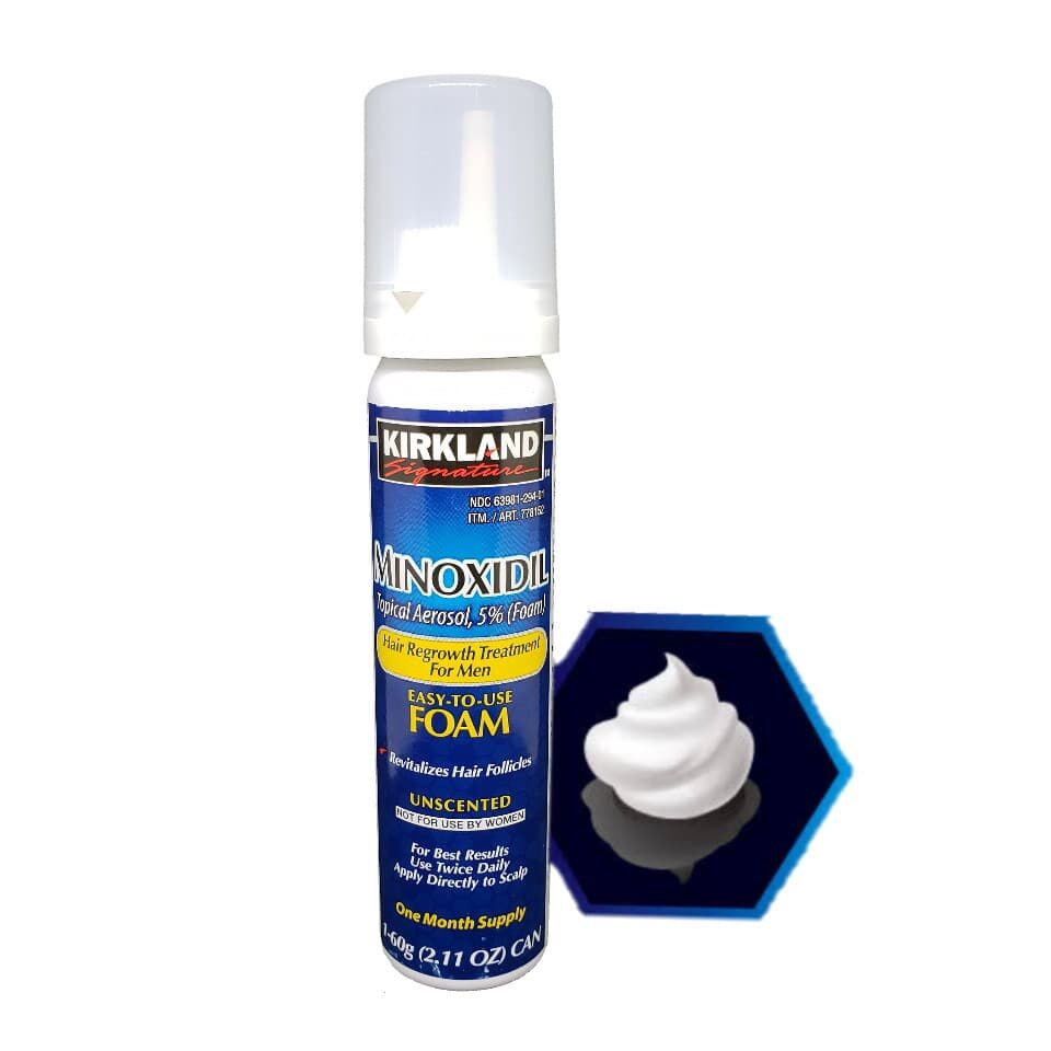Sản phẩm mọc Râu Tóc Kirkland Minoxidil 5% Foam (Dạng bọt)