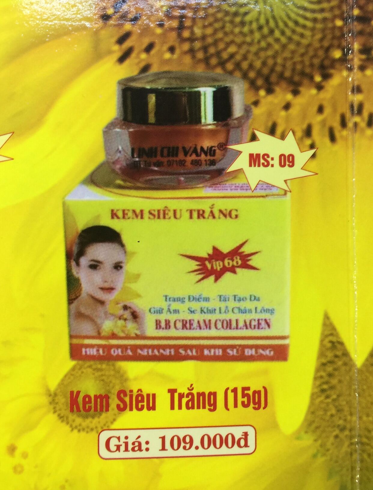 [Hcm]Kem Siêu Trắng Da Linh Chi Vàng 15G