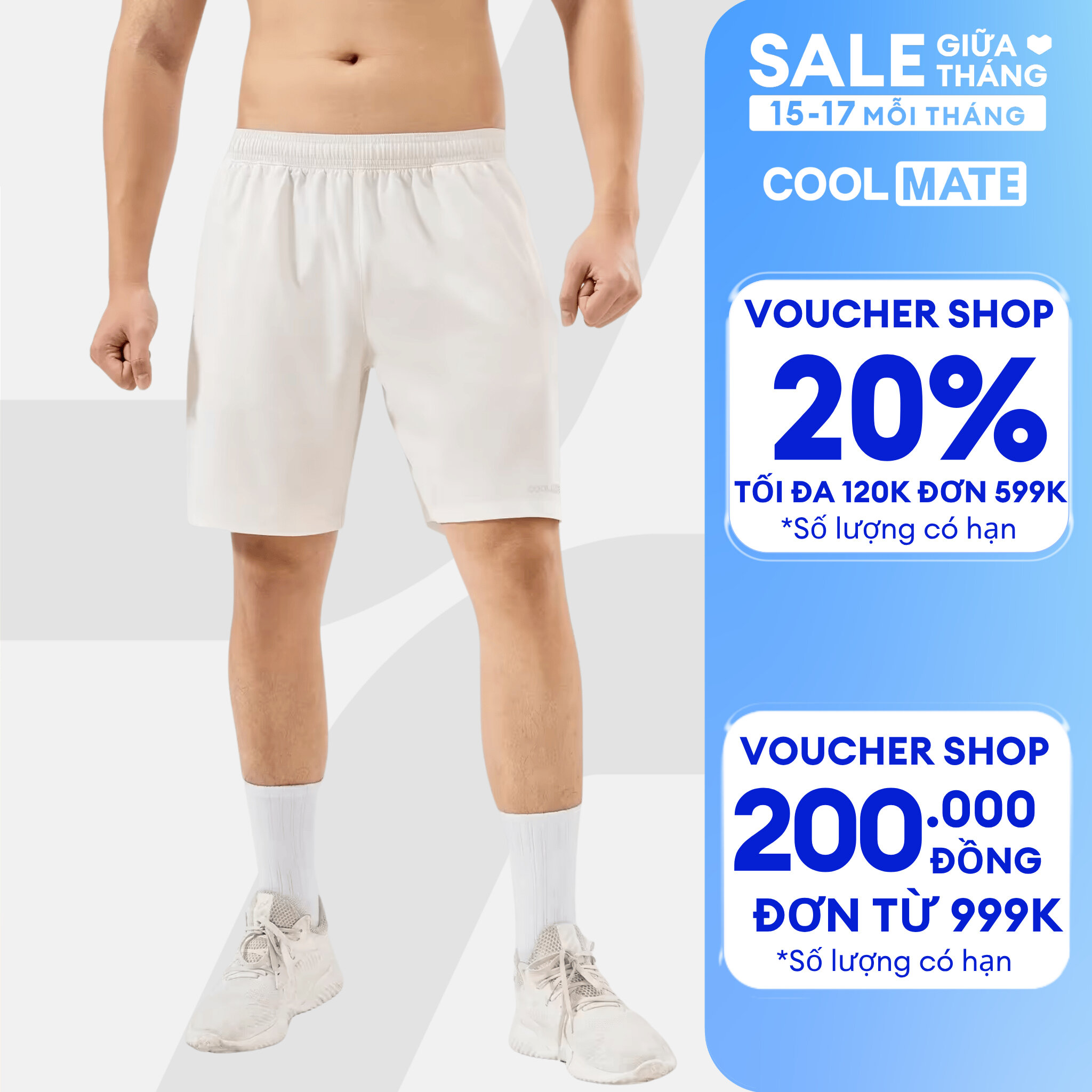 Quần Shorts thể thao nam 7 inch đa năng tập Gym, Tennis, Pickleball (có túi khoá kéo) thoải mái, thấm hút, thoáng khí Coolmate