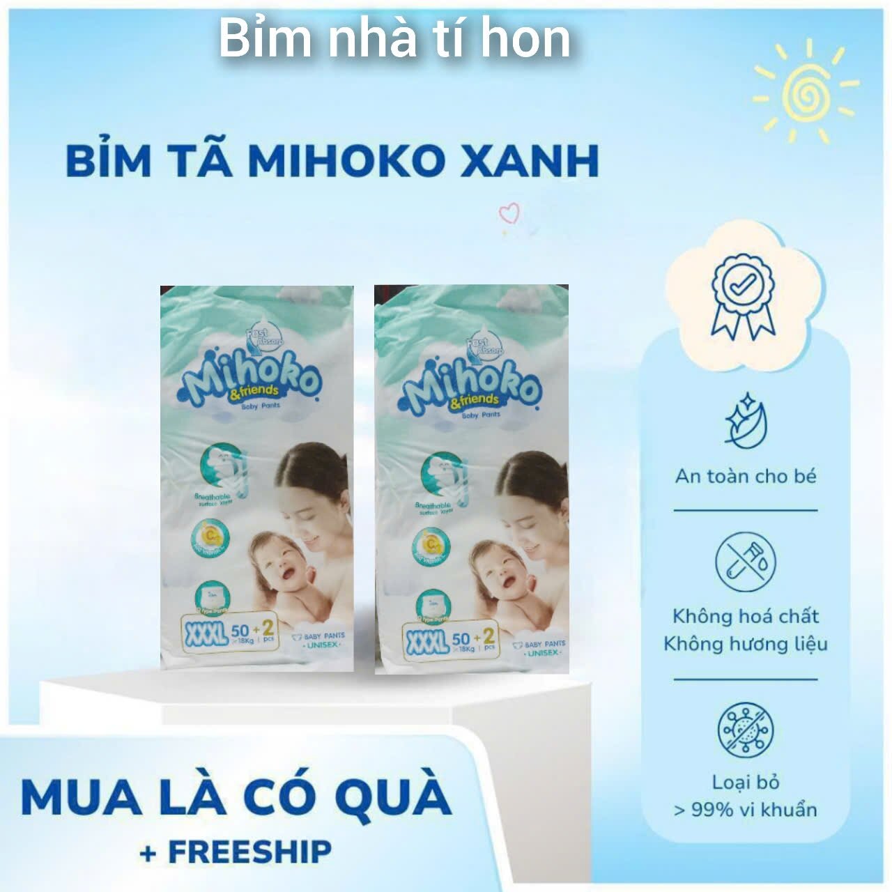 [BIGCOOL] Đủ Size M đến 6XL Combo 100 Bỉm quần Phom Bo Chun Mềm Mại cho bé yêu