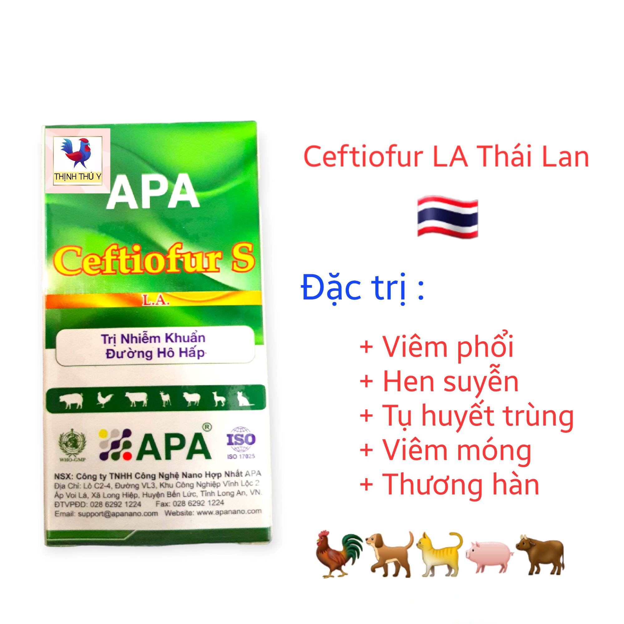 Ceftiofur LA Thái Lan - Đặc tr.i viêm nhiễm đường hô hấp, CRD, Coryza phức hợp, ORT cho gà đá