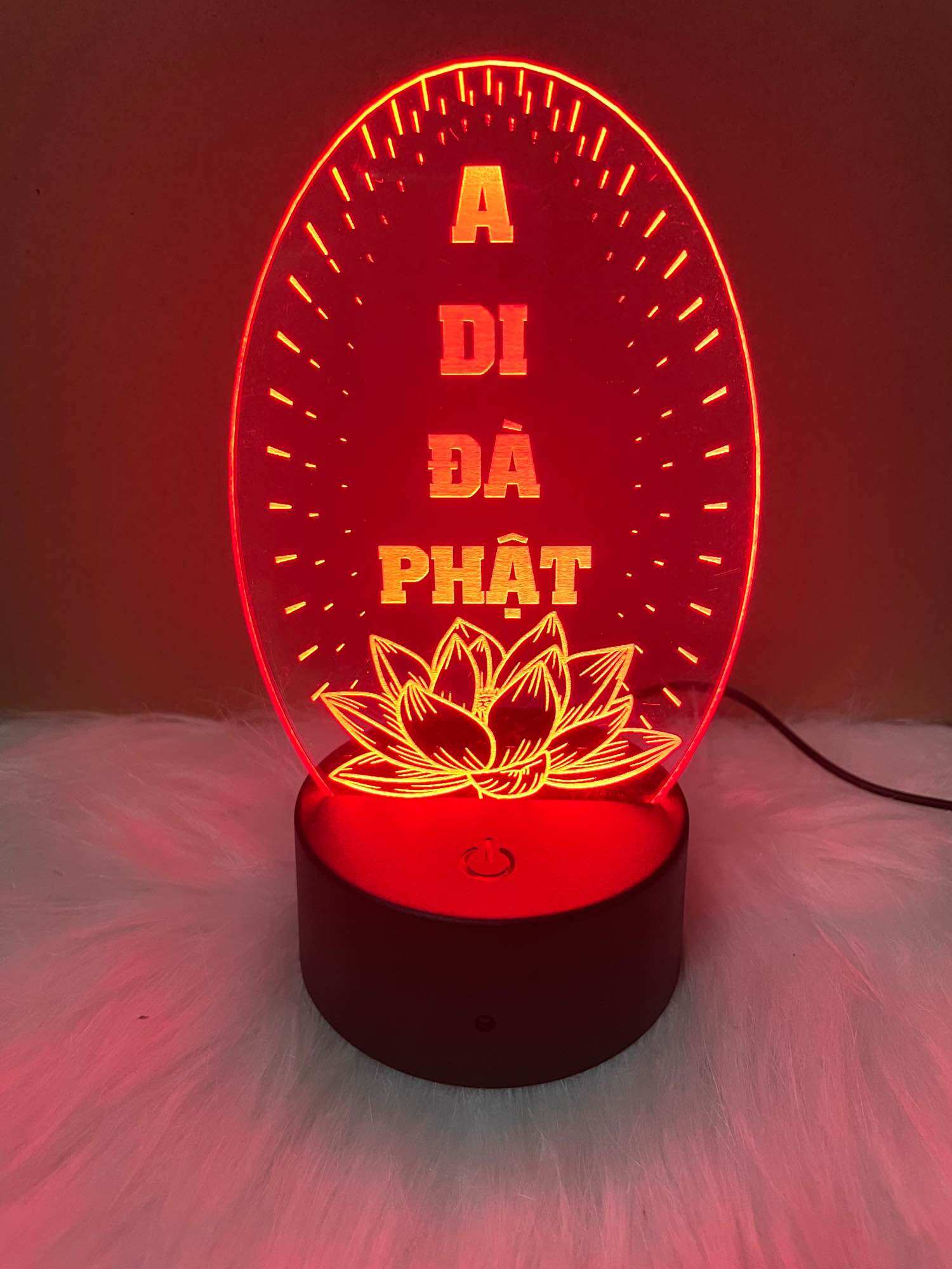 Đèn led 3d 16 màu đèn led khắc chữ a di đà phật