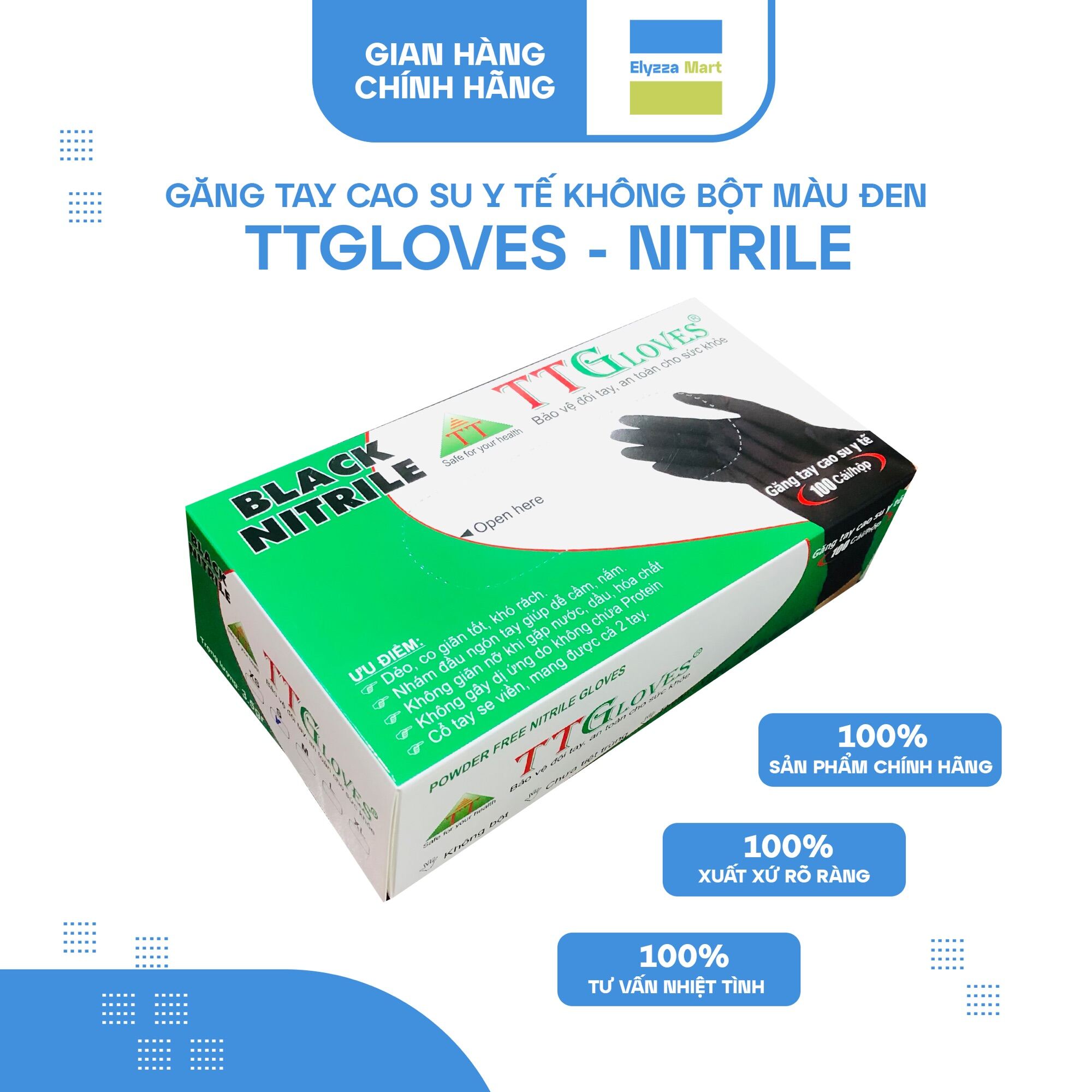 [HCM]Găng Tay Y Tế Nitrile Không Bột Cao Cấp TTGloves Màu Đen