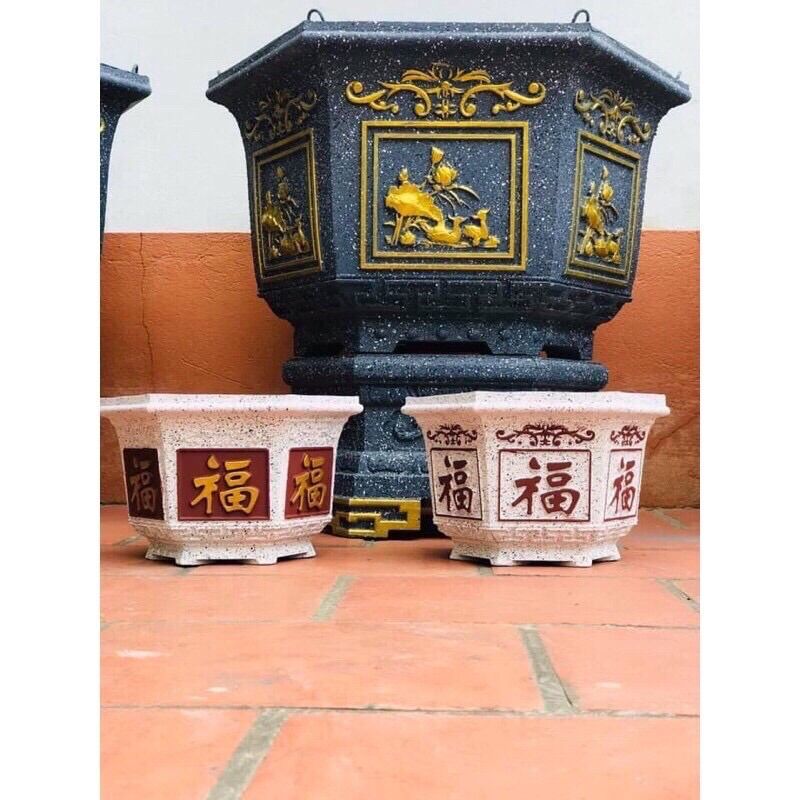 Khuôn chậu cảnh lục giác 25 mẫu chữ hán