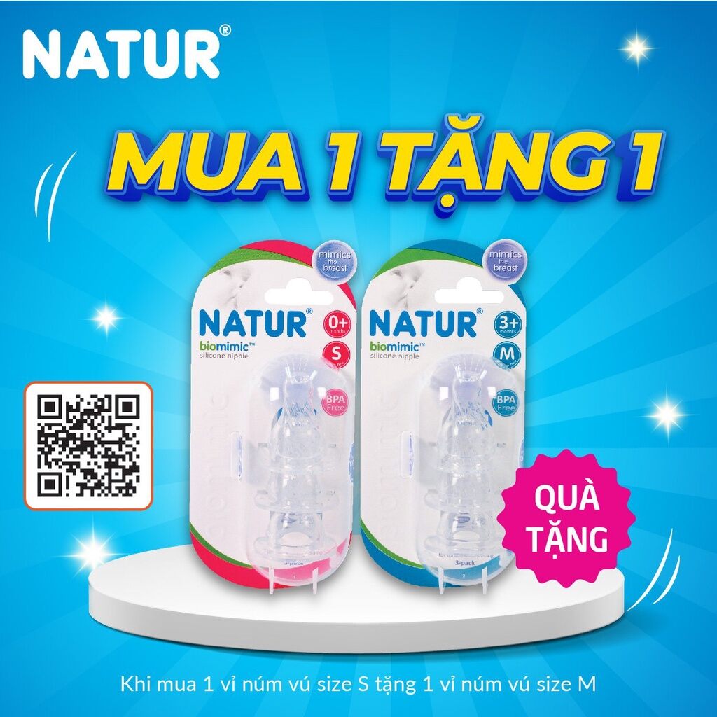 # Mua 1 tặng 1 #Núm vú Natur cổ hẹp Thái Lan 1 vĩ /3 cái ( Hàng Nhập khẩu)