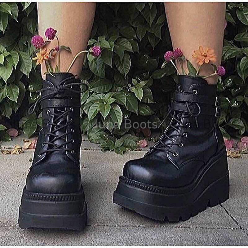 Giày Boots Đế Bánh Mì Cao Hách Dáng - Giày Bốt Harajuka Rock Dark [ Hàng Loại 1 ]
