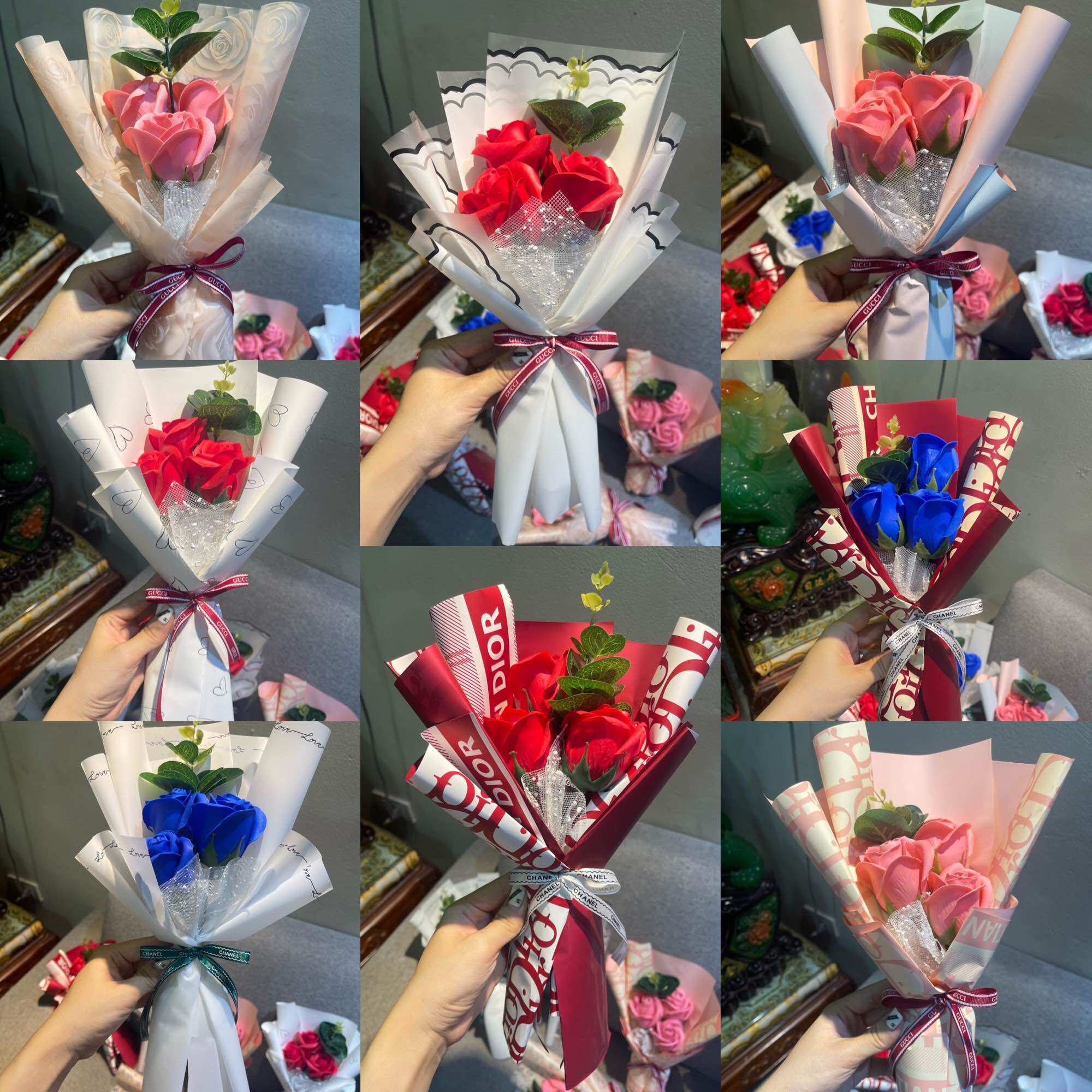 Hoa sáp bó 3 bông siêu đáng yêu ( đặt tối thiểu 2 bó mỗi đơn )
