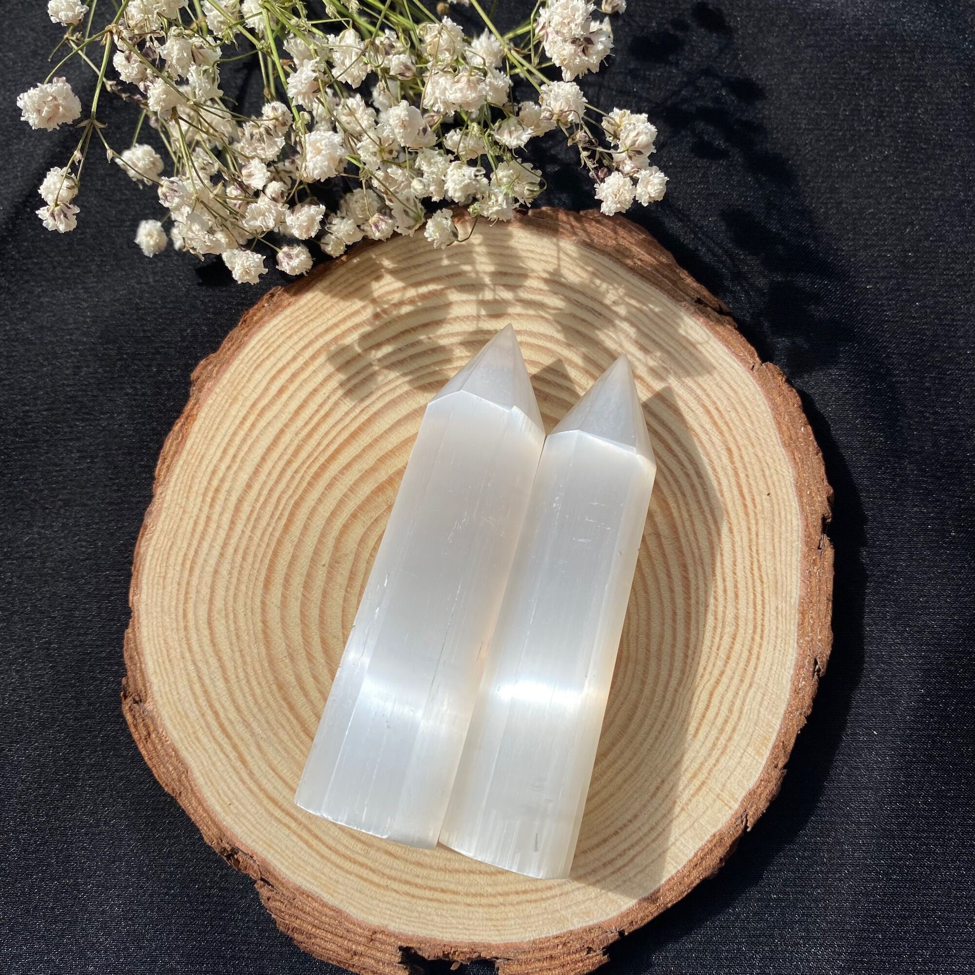 Trụ Đá Tim Selenite Thanh Tẩy Năng Lượng