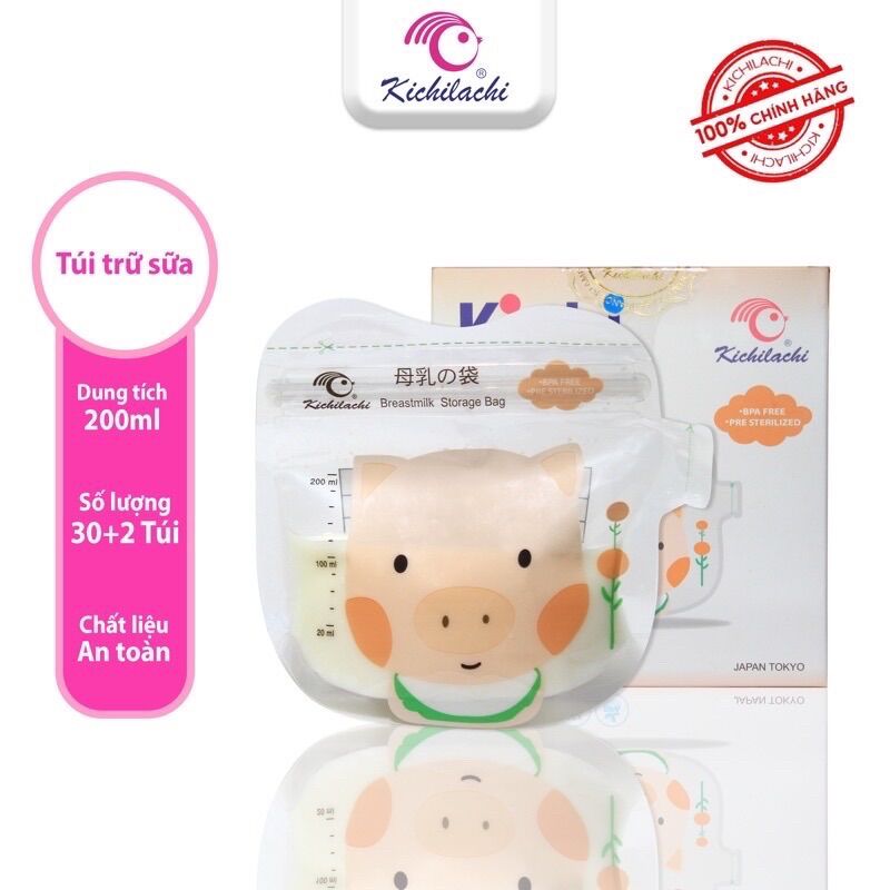 Hộp 30 túi trữa sữa Kichilachi 200ml tặng thêm 2 túi