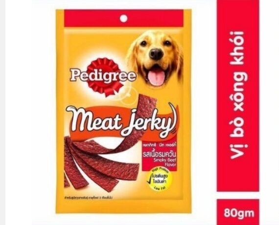 Thức ăn vặt cho chó Pedigree Meat Jerky vị Bò xông khói 3 gói x 80g