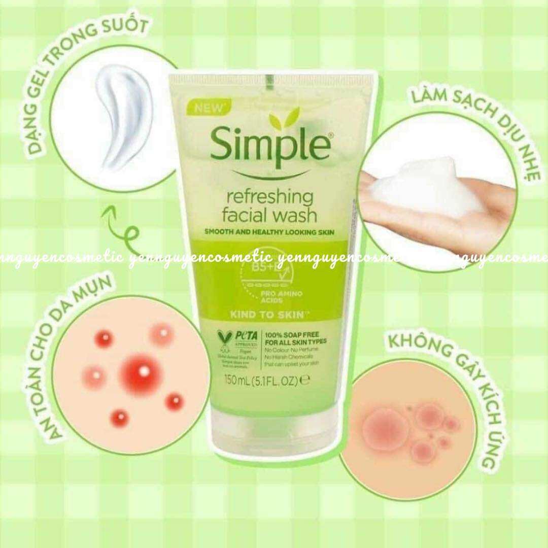 Sữa rửa mặt simple, cam kết hàng đúng mô tả, chất lượng đảm bảo an toàn đến sức khỏe người sử dụng, đa dạng mẫu mã, màu sắc, kích cỡ
