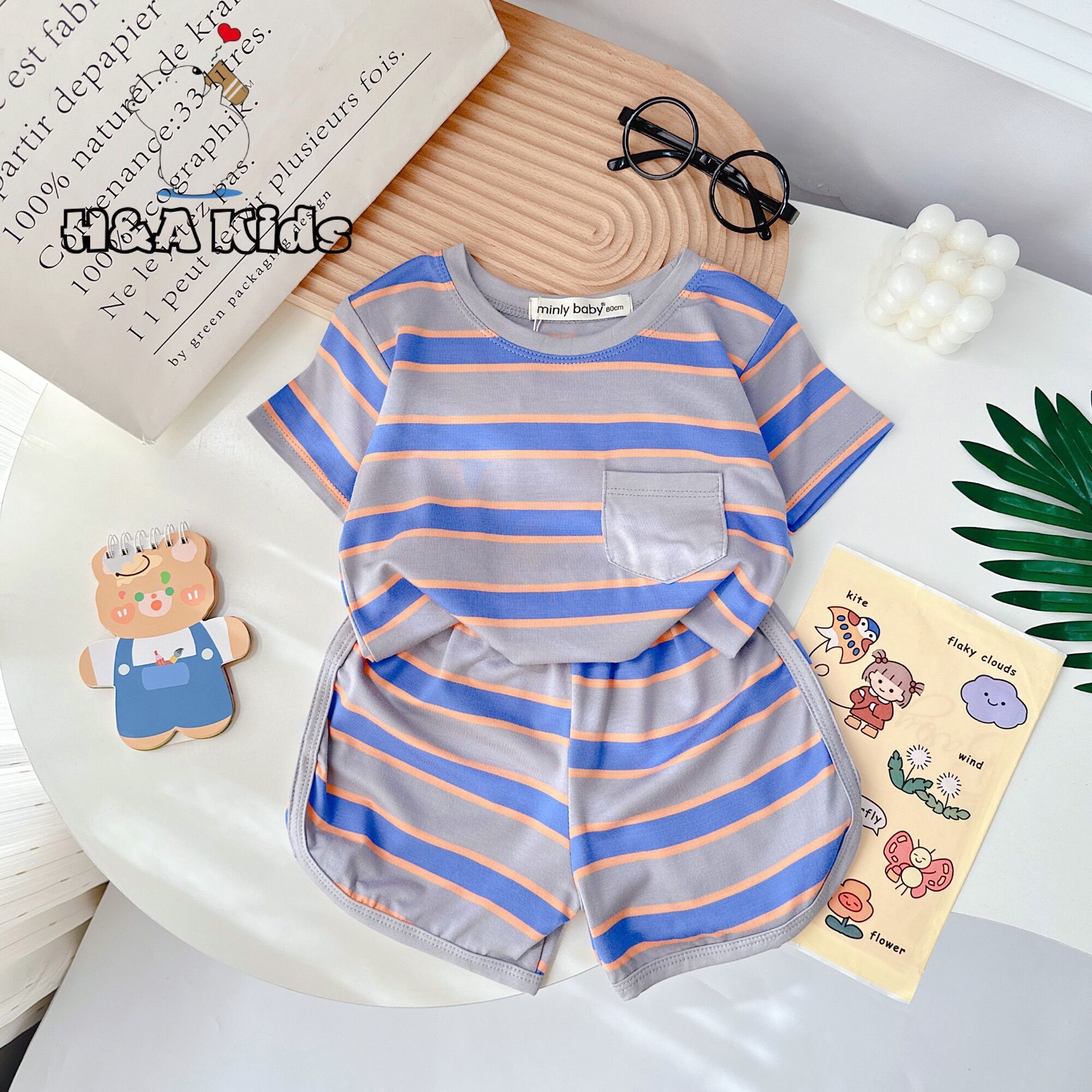 Bộ cộc tay sọc cho bé trai và gái