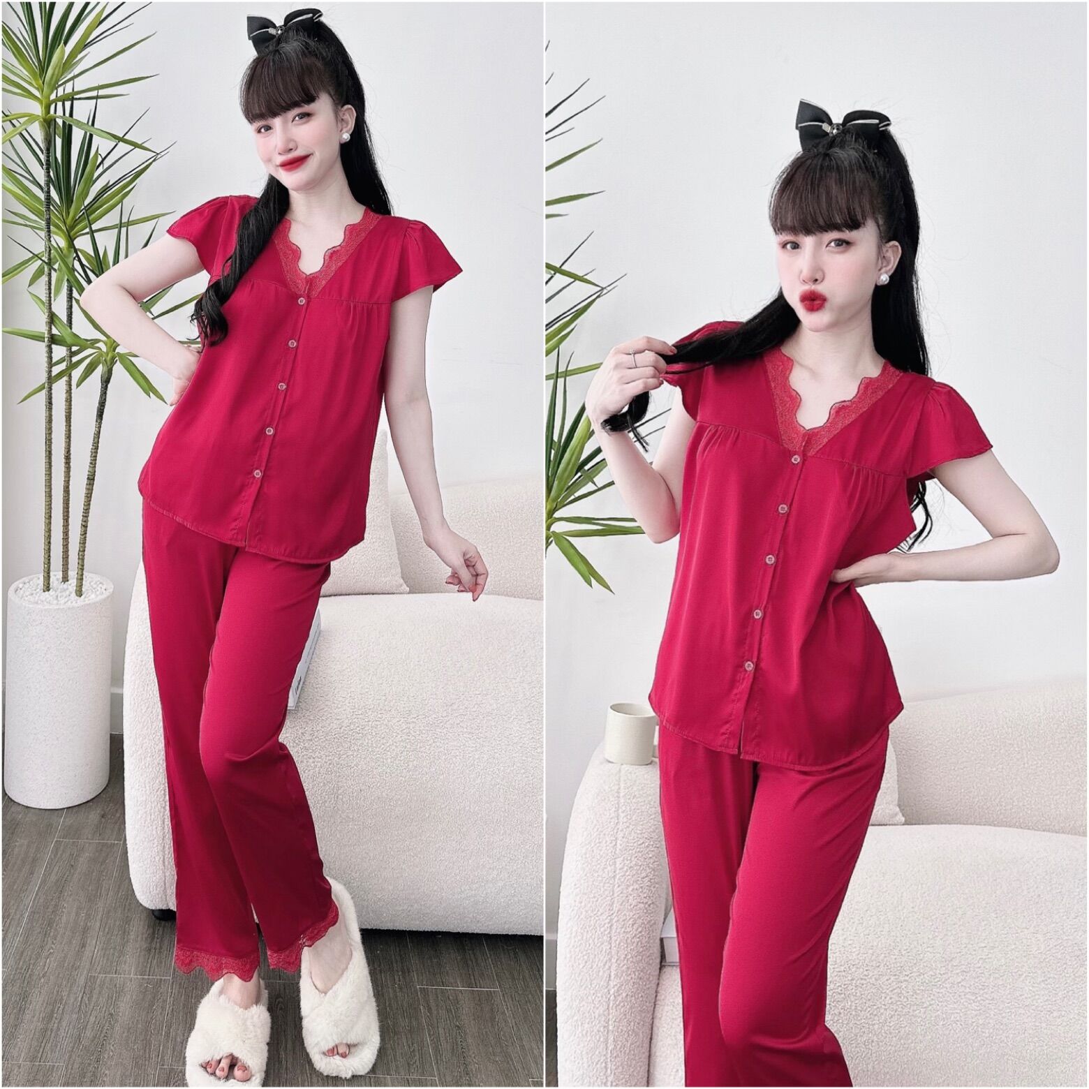 (50-90kg) Đồ bộ Lụa Latin Ren Bigsize Cao Cấp - Chuẩn form, chất đẹp