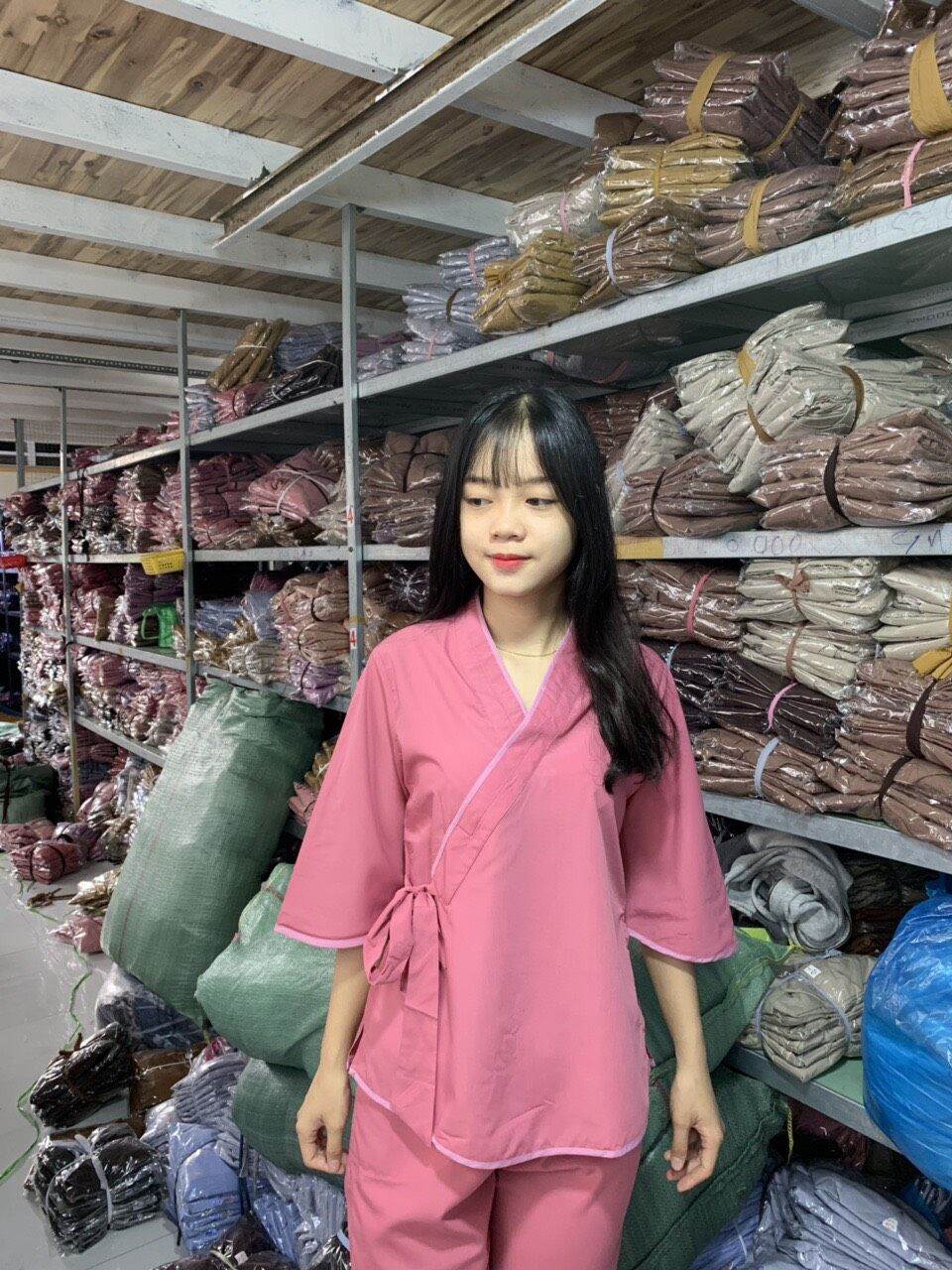Đồ lam đi chùa#đồ phật tử#chéo nơ không thêu