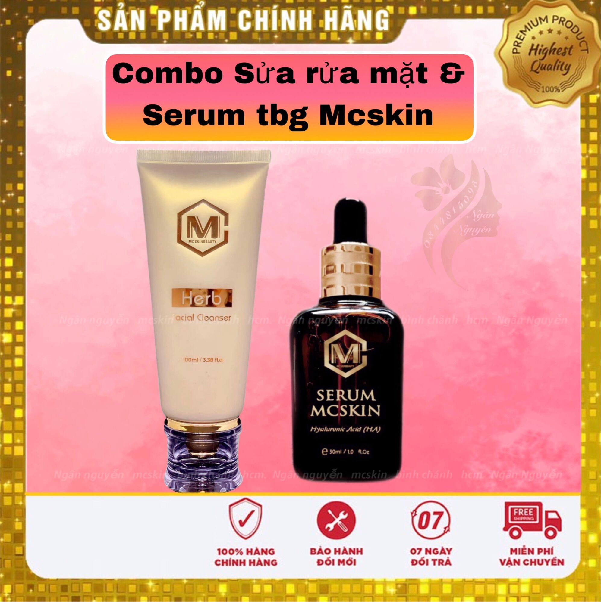 Combo sửa rửa mặt & serum tbg mcskin chính hãng