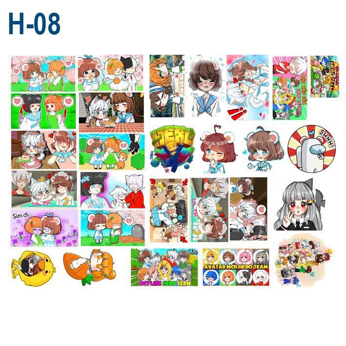 Sticker hero team 30-60 hình ép lụa khác nhau / hình dán simmy