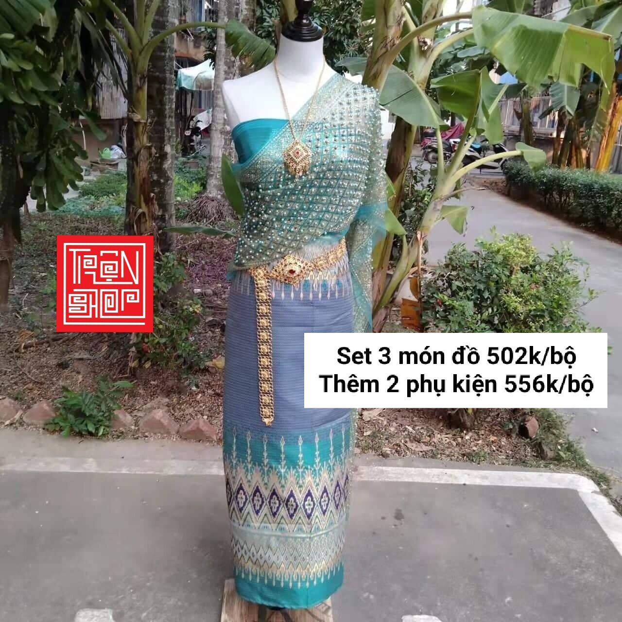 [Sẵn] Set trang phục Thái Lan 5 món gồm cả đồ và phụ kiện