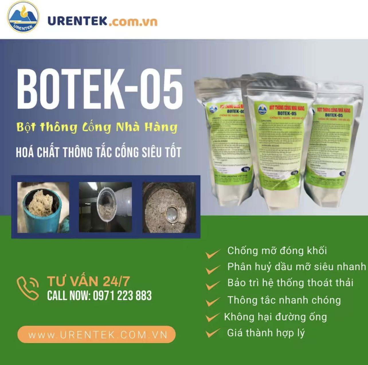 Combo 03 bột thông cống Botek 05 - Huỷ dầu mỡ